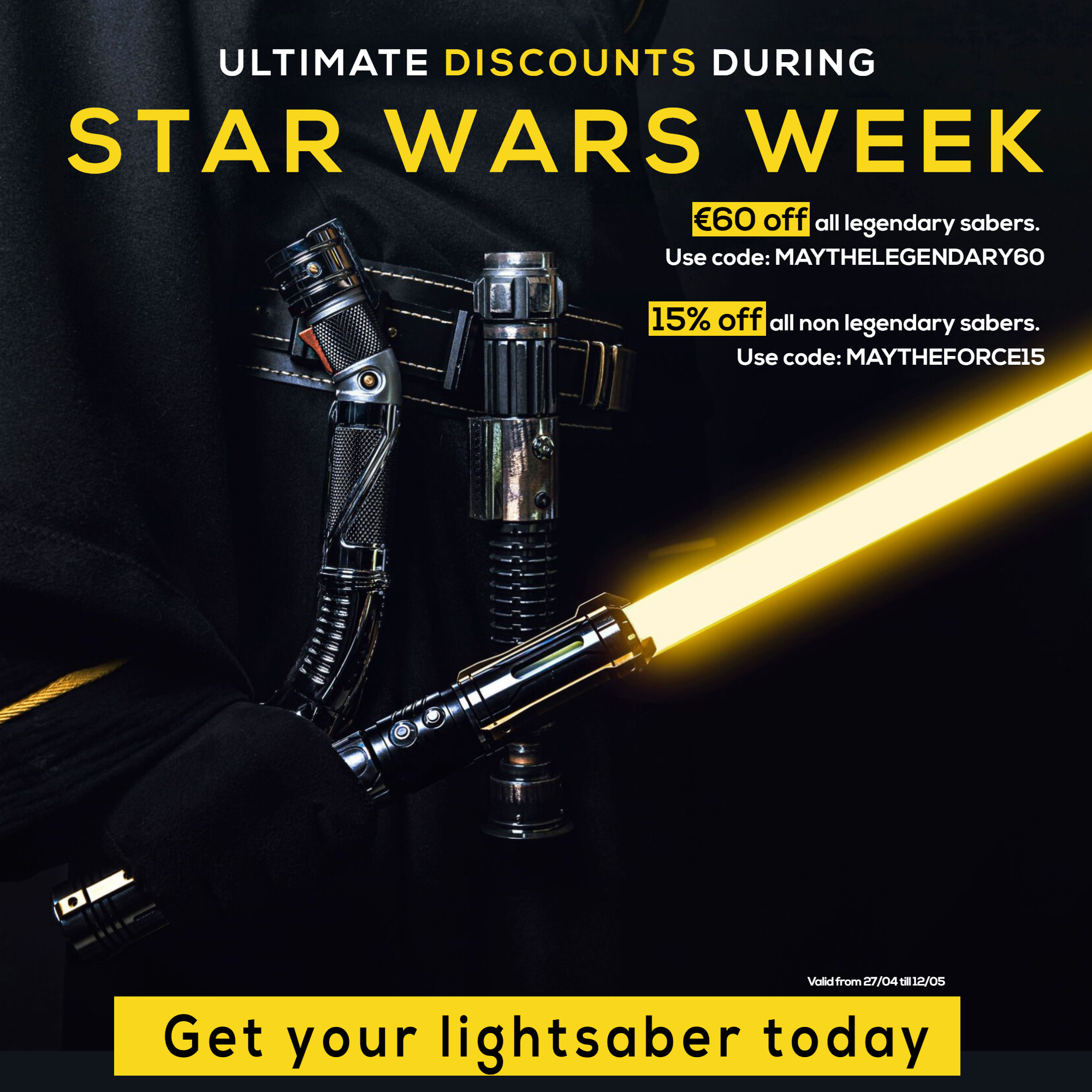 Grootste Kortingen van het Jaar: Vier Star Wars Week met KenJo Sabers!