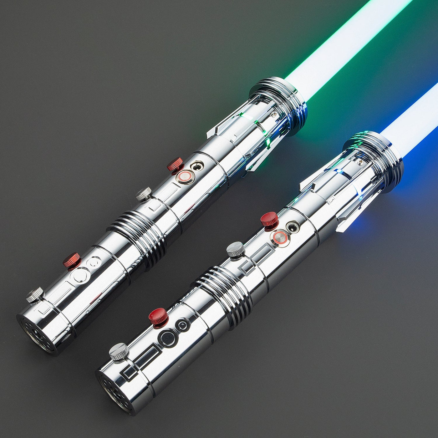 Saberstaff Zilver - KenJo Sabers - Premium RGB Baselit - Star Wars Lightsaber replica Jedi Sith - Best sabershop Europe - Nederland light sabers kopen -